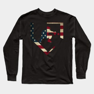 Baseball Catcher Gear American Flag Baseballin Long Sleeve T-Shirt